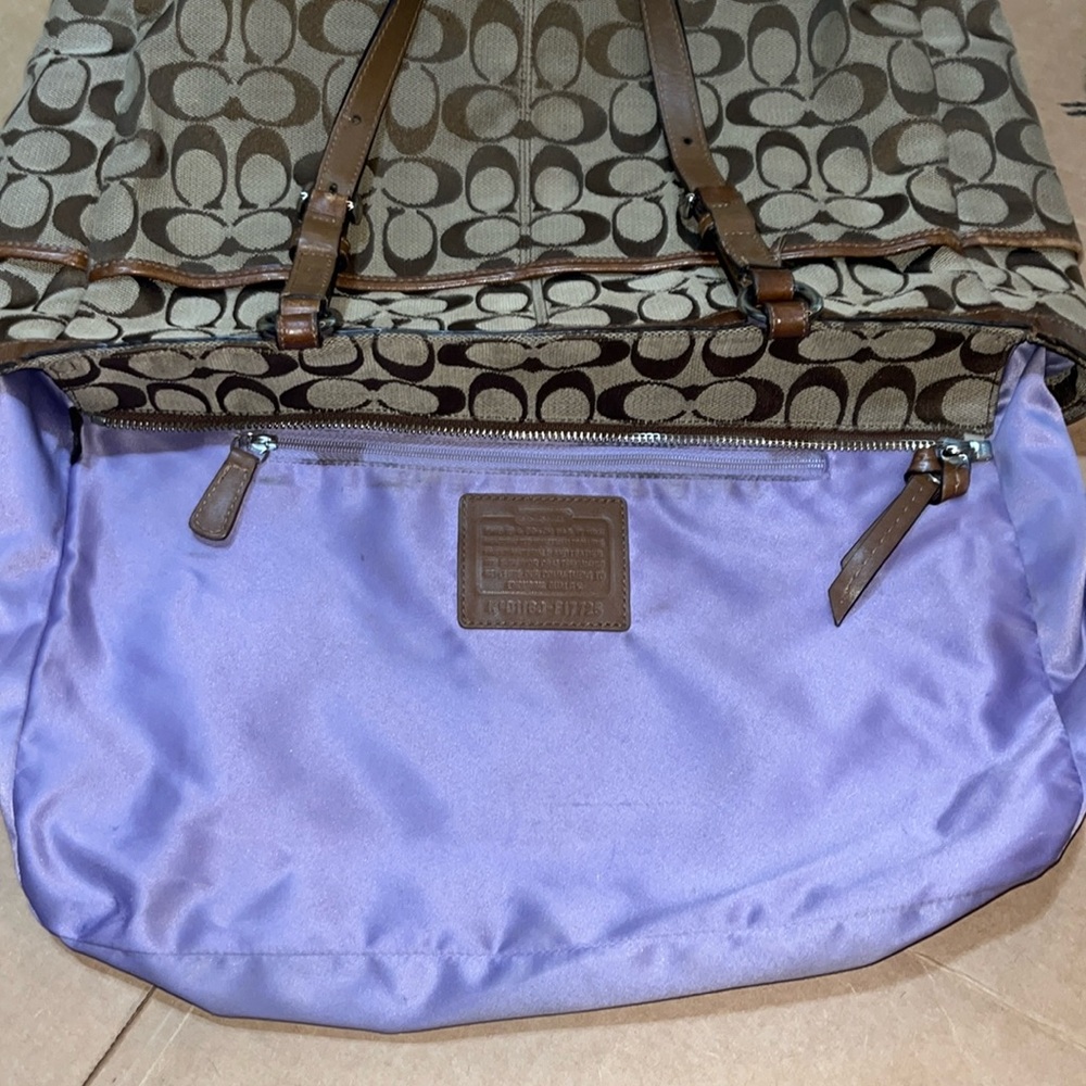 large brown monogram COACH tote, gently used very good condition - Picture 10 of 17